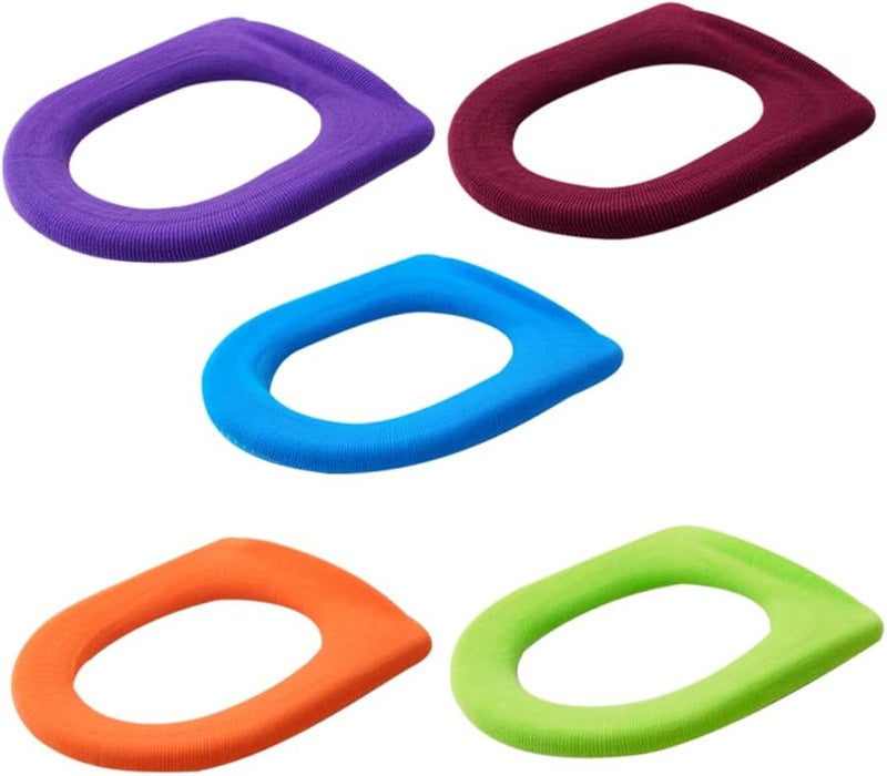 5pcs Colorful O Shaped Toilet Seat Cushion Warm Bathroom Pad Set Random Colors - Image 1